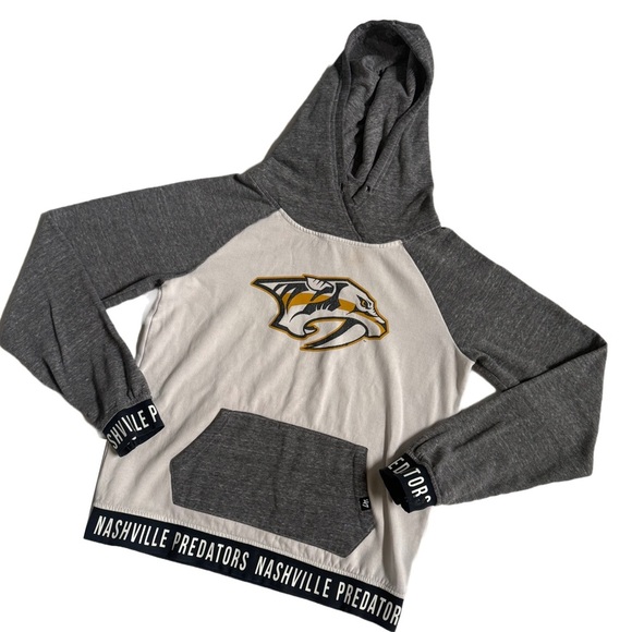 NASHVILLE PREDATORS / NHL / 47 GRAY AND WHITE COLORBLOCK HOODIE WITH LOGO SIZE S - Picture 2 of 8